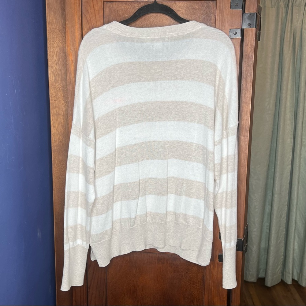 Vineyard Vines Palm Beach Tan Striped Sweater Pullover Coastal Preppy Size L - Picture 4 of 5